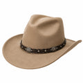 Cowboyhut Einheitsgröße in Beige mit Veloursoptik und dekorativem Hutband