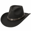 Cowboyhut Einheitsgröße aus Filz Schwarz mit dekorativem Hutband