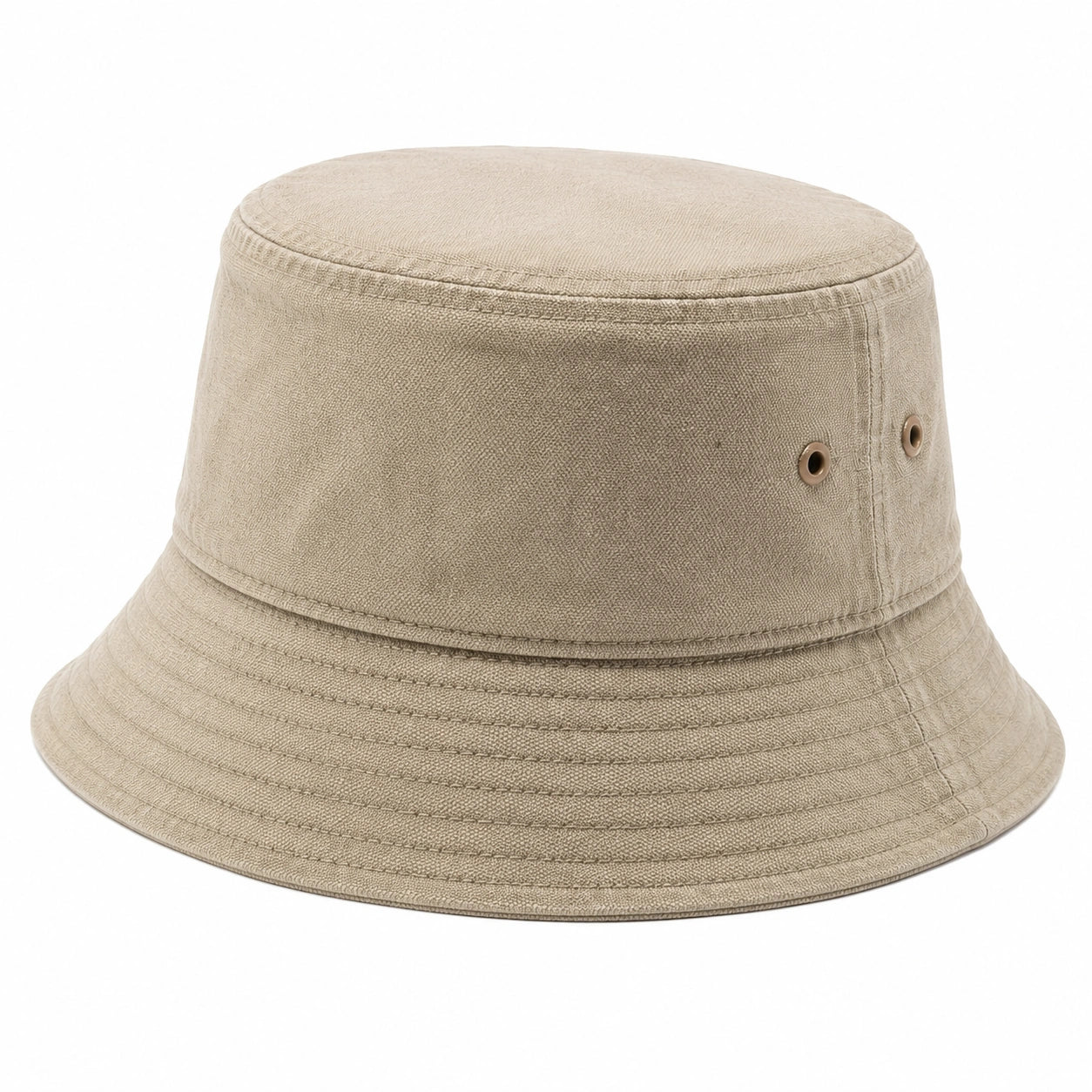 Fischerhut Einheitsgröße aus Textil Beige mit Luftösen im Freizeitstil