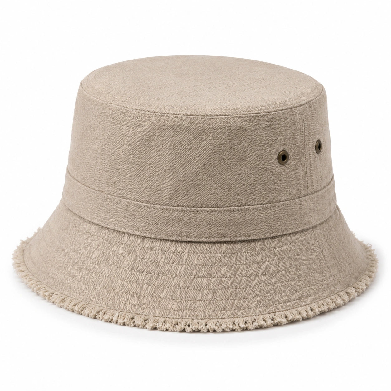Bucket Hat Einheitsgröße Beige Textil mit Fransen für Alltag
