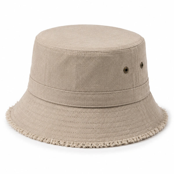 Bucket Hat Einheitsgröße Beige Textil mit Fransen für Alltag