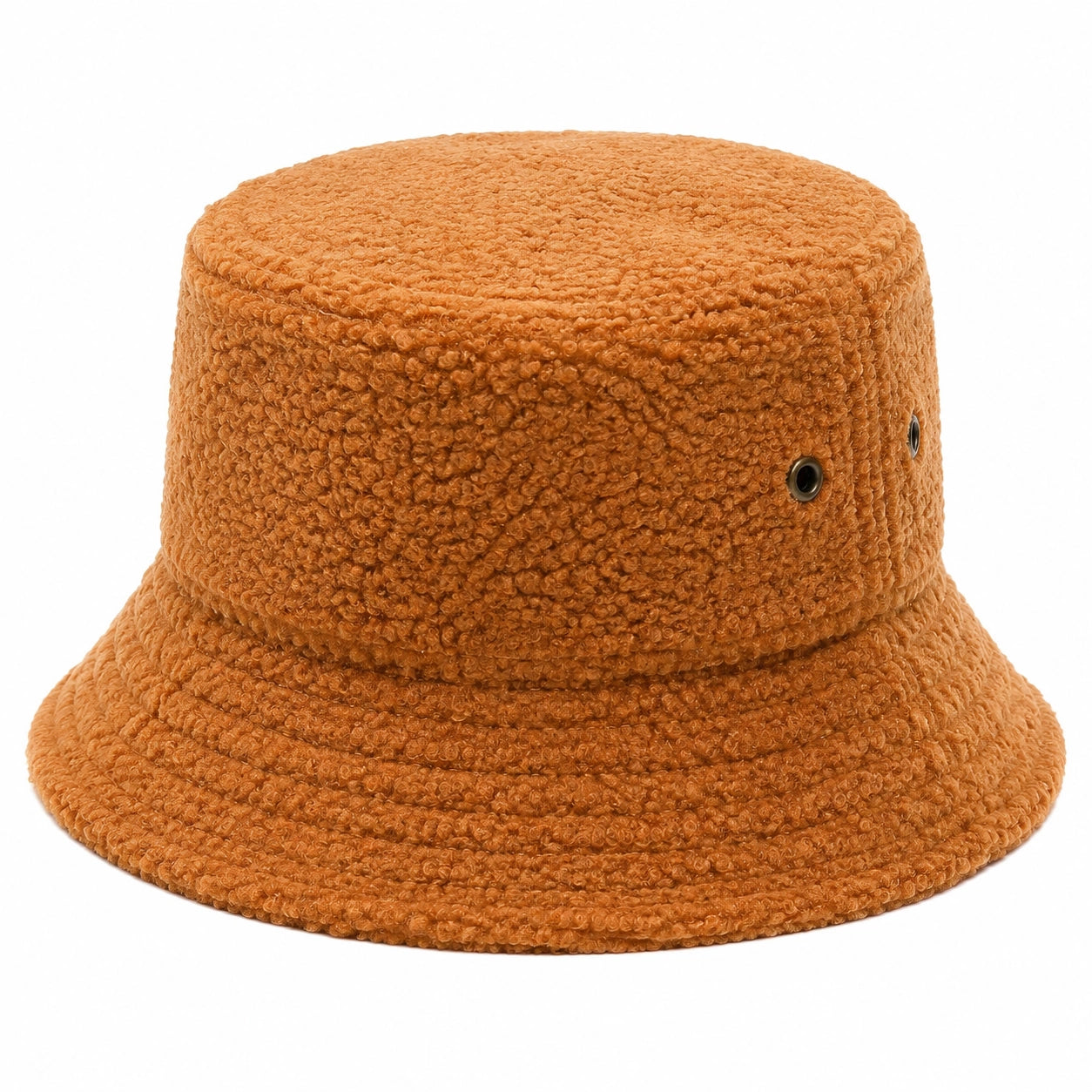 Bucket Hat Einheitsgröße aus Bouclé-Textil in Cognac mit Belüftungsösen