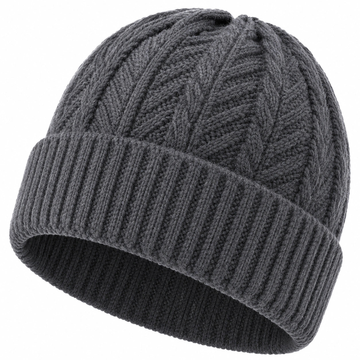 Strickmütze Einheitsgröße aus Textil in Anthrazit für kalte Tage mit Umschlag