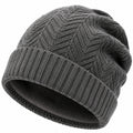Strickmütze Einheitsgröße Grau mit Fleece-Innenfutter und Rippbündchen