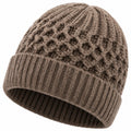 Strickmütze Einheitsgröße Taupe mit Umschlag und Zopfmuster